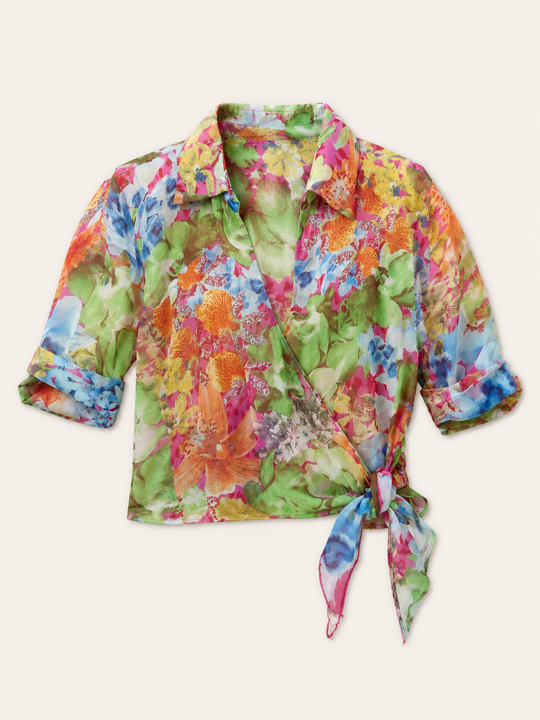 Blouse portefeuille en soie Versace authentique