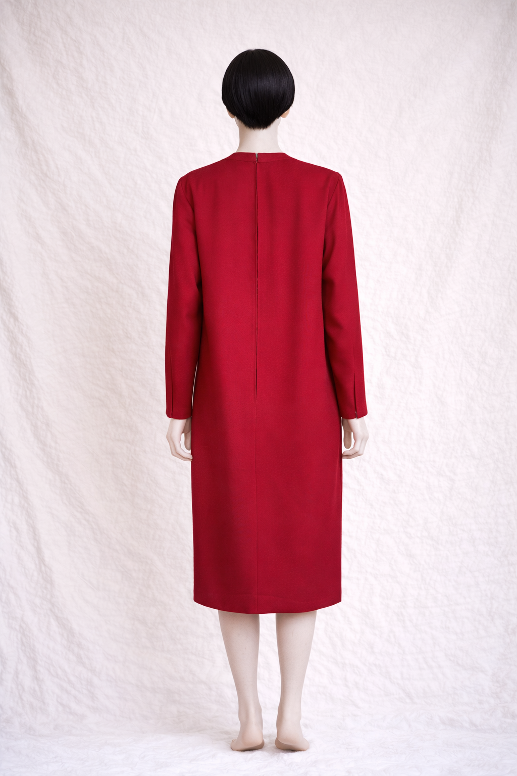 Robe midi en laine Nina Ricci Paris rouge vintage authentique