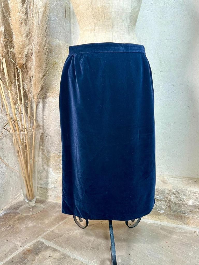 Plus size jupe en velours bleu Yves Saint Laurent