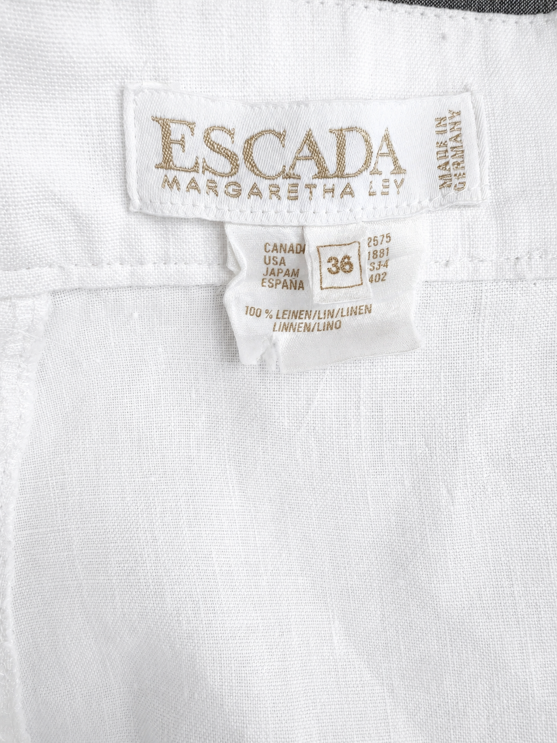 Jupe en lin blanc Escada Margaretha Ley vintage authentique