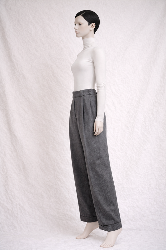 Wide-leg trousers Emmanuelle Khanh in vintage grey wool