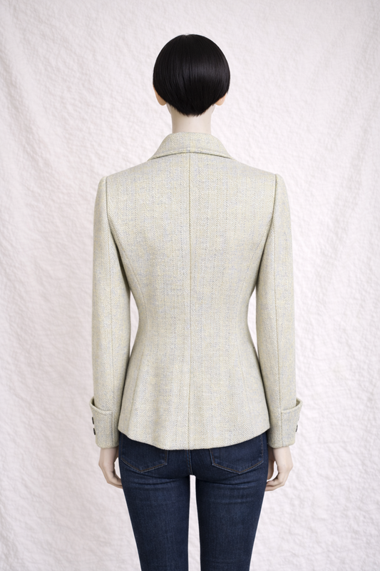 Blazer coat Platine Paris authentic in herringbone wool tweed