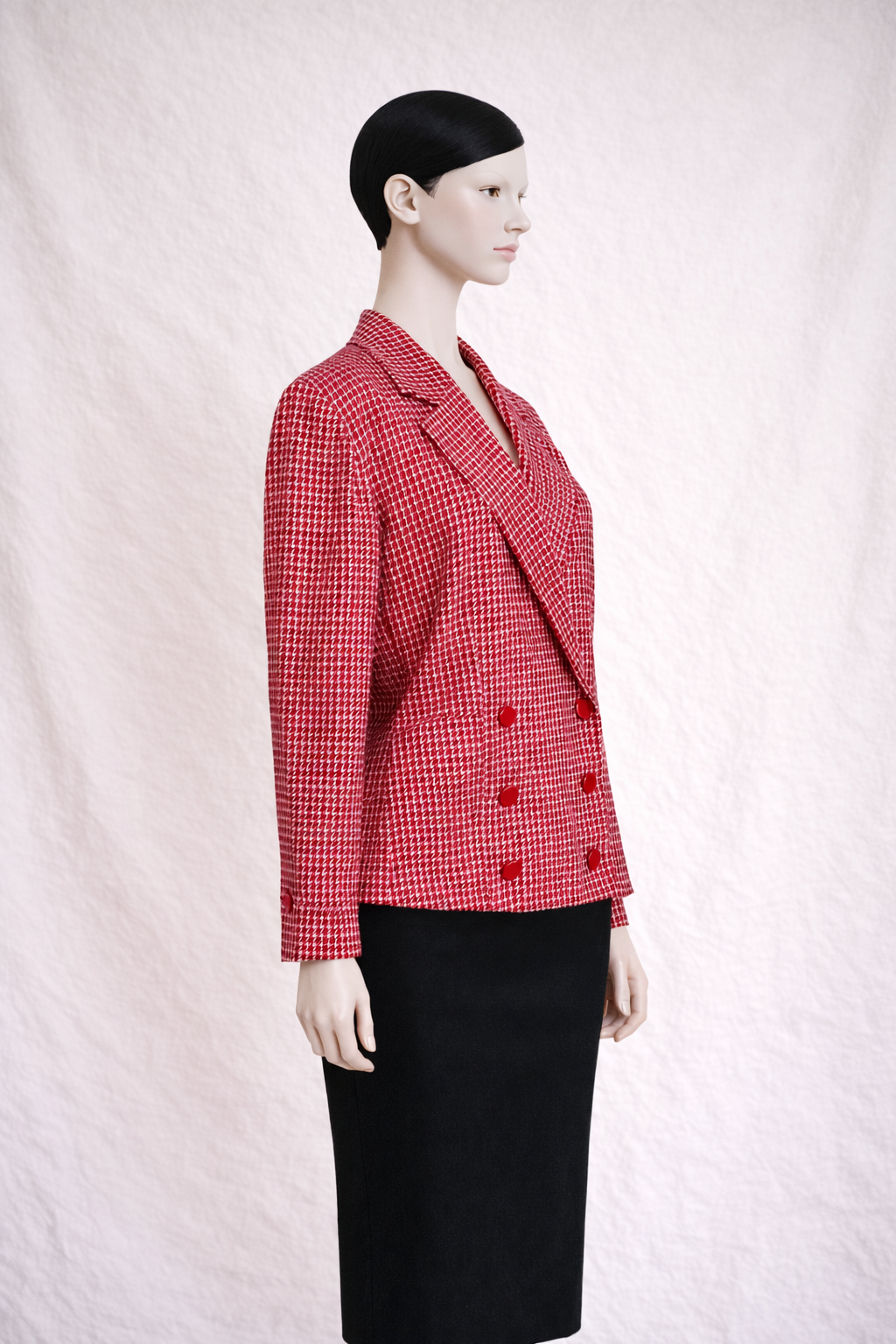 Blazer authentique Pierre Cardin vintage en laine rouge pied-de-poule neuf