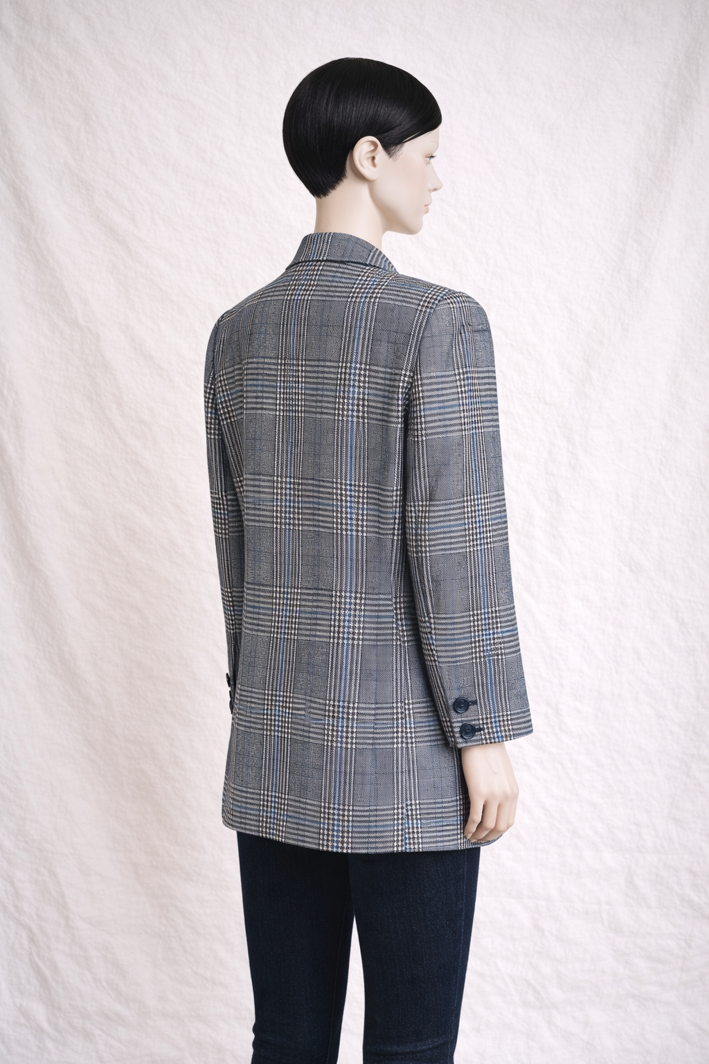 Blazer authentique Yves Saint Laurent Variation en laine à carreaux circa 90