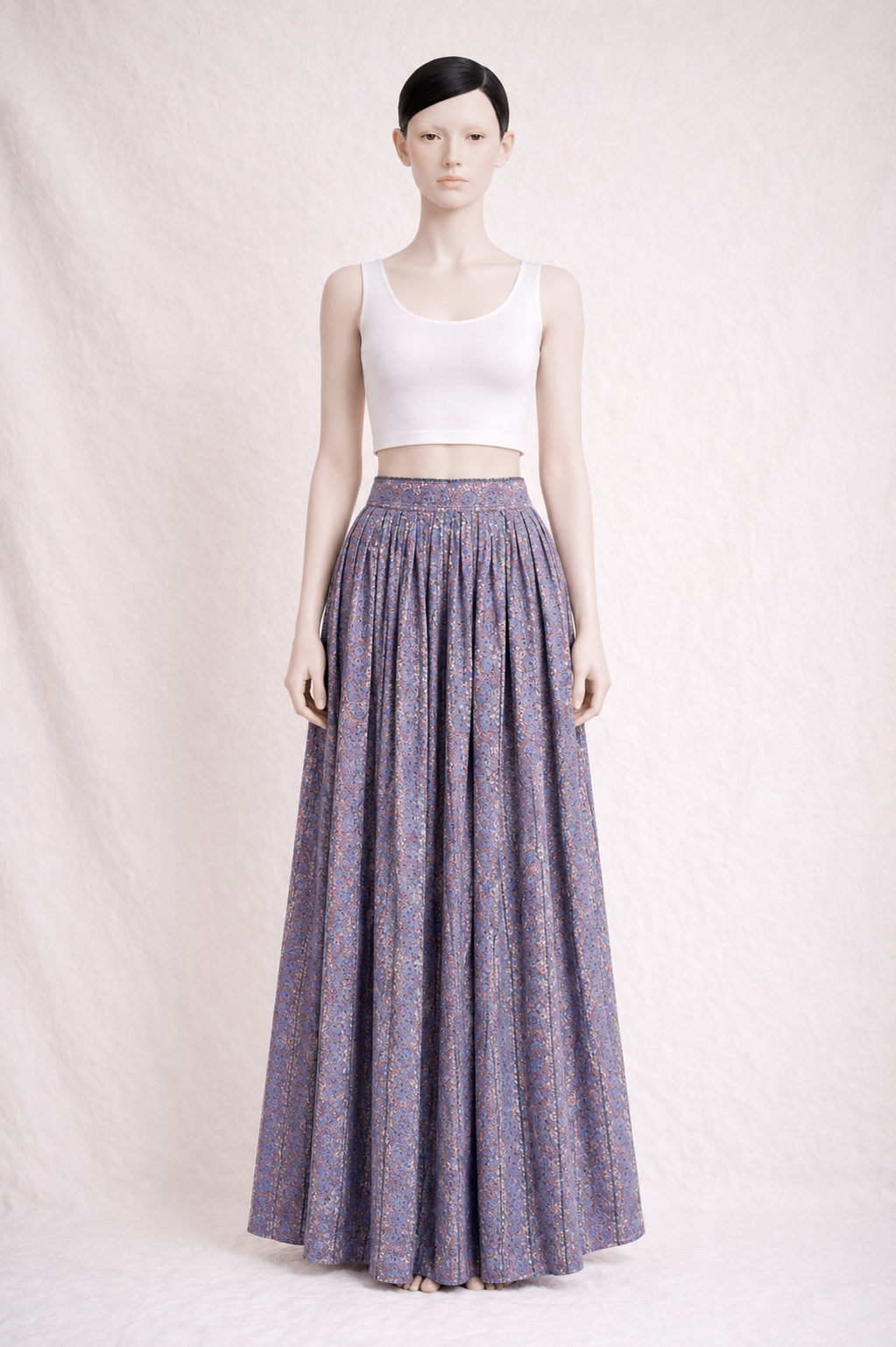Jupe longue fleurie lila Saint Laurent vintage authentique