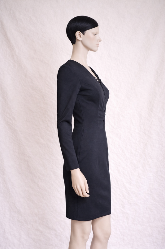 Black fitted dress Genevieve Tarka Paris vintage