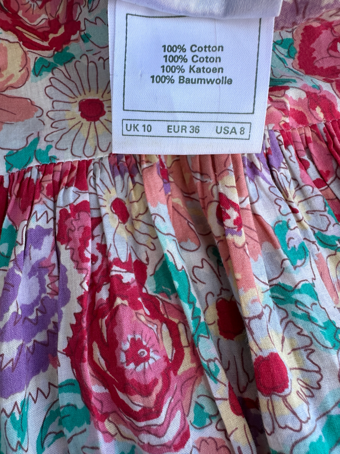 Robe d'été longue Laura Ashley Great Britain en coton floral vintage