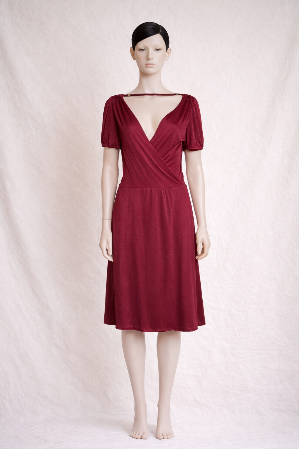 Robe authentique Gucci bordeaux à décolleté croisé