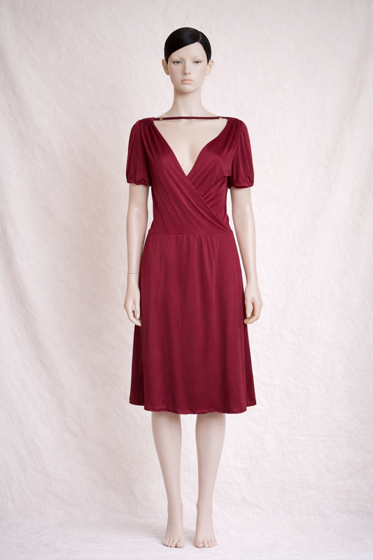 Robe authentique Gucci bordeaux à décolleté croisé