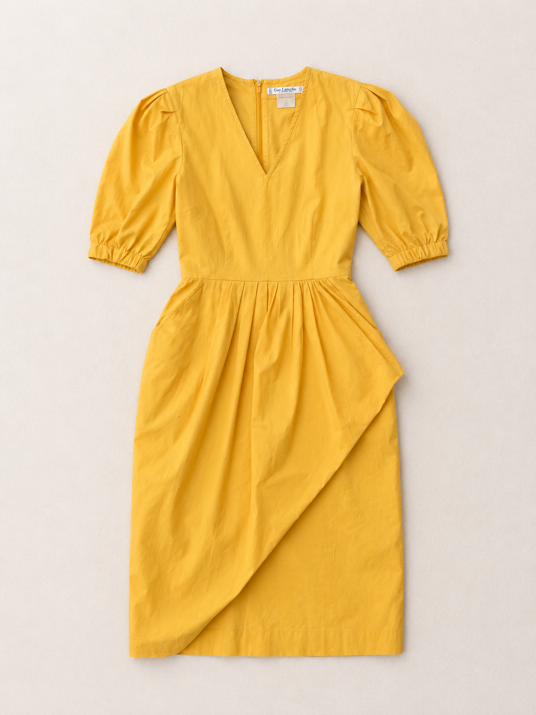 Robe Guy Laroche Boutique Paris vintage en coton jaune safran