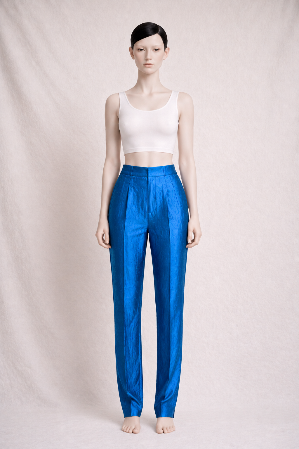 Pantalon Gianfranco Ferré en soie et viscose bleu électrique authentique
