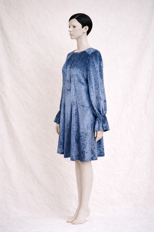Robe Fendi en velours de soie bleu profond authentique