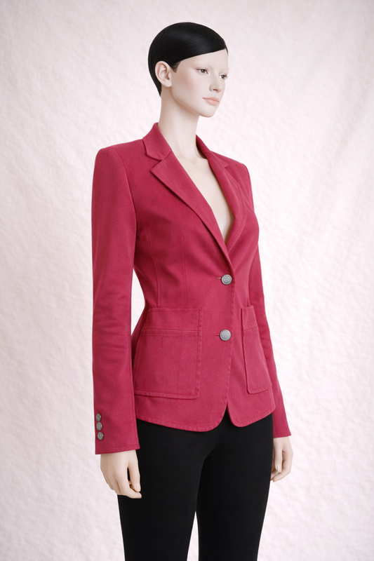 Authentic Yves Saint Laurent Rive Gauche Blazer in Burgundy Cotton Circa 2010