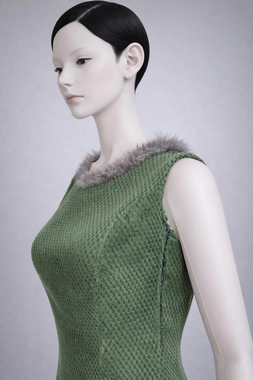 Robe vintage en velours vert des années 1950