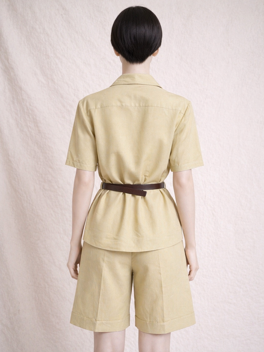 Authentic vintage Yves Saint Laurent beige safari shirt