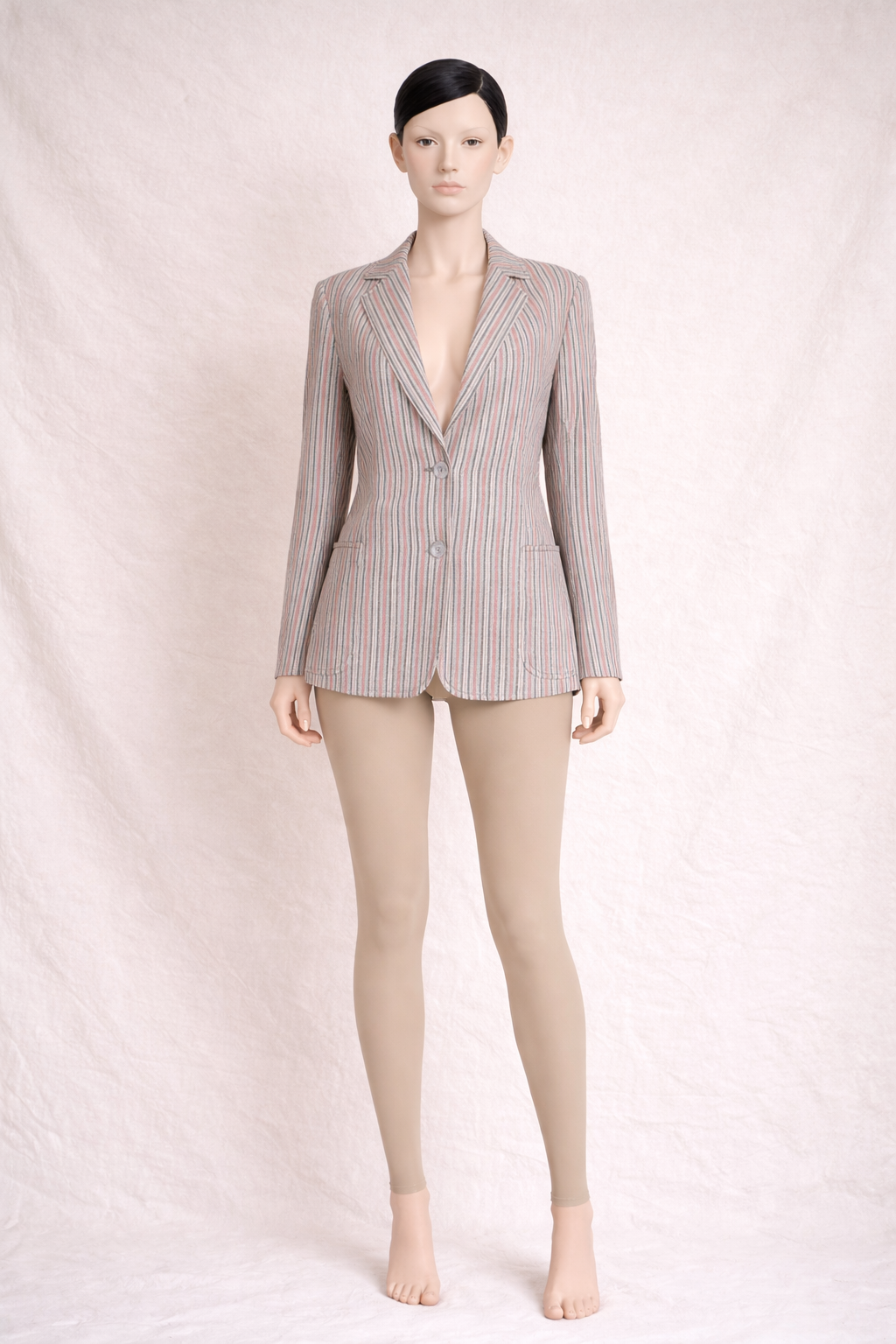 Blazer authentique Céline Paris en laine beige à rayures vintage