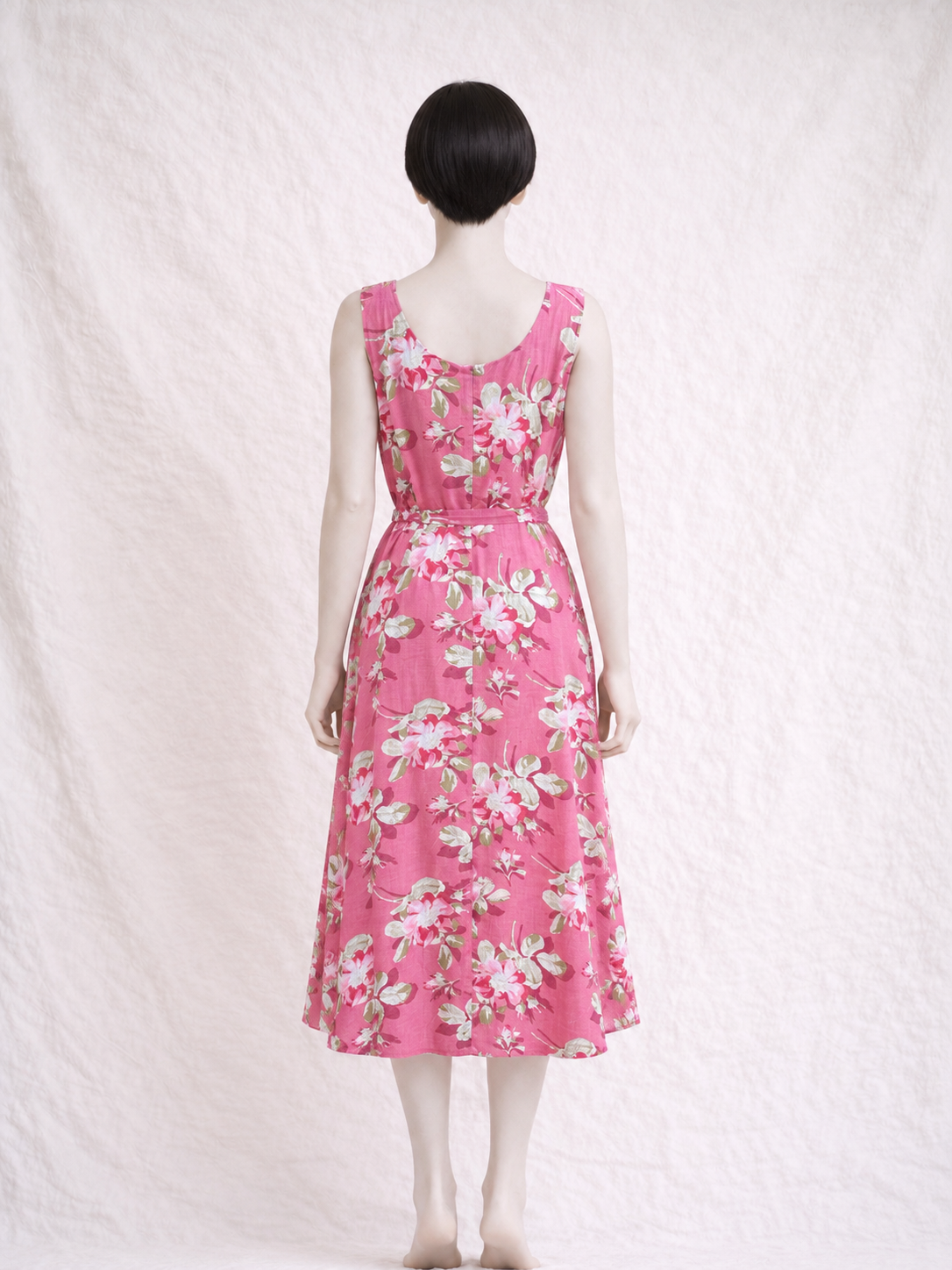 Robe d'été Laura Ashley vintage à imprimé floral romantique rose framboise
