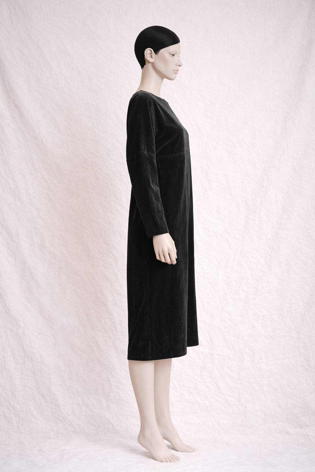 Robe droite authentique Yves Saint Laurent Rive Gauche en velours de coton noir vintage