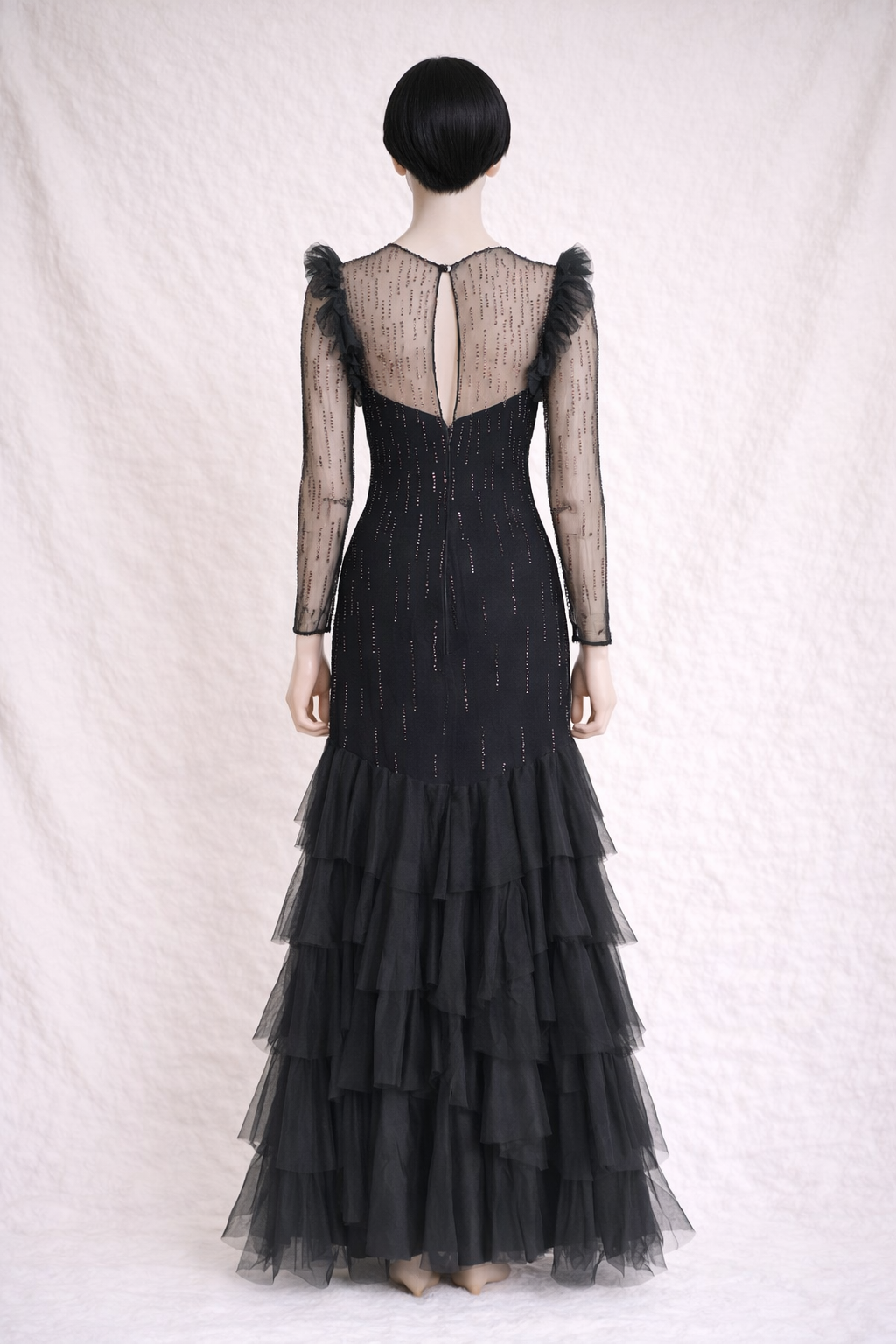 Robe de soirée en mousseline noire longue Loris Azzaro vintage