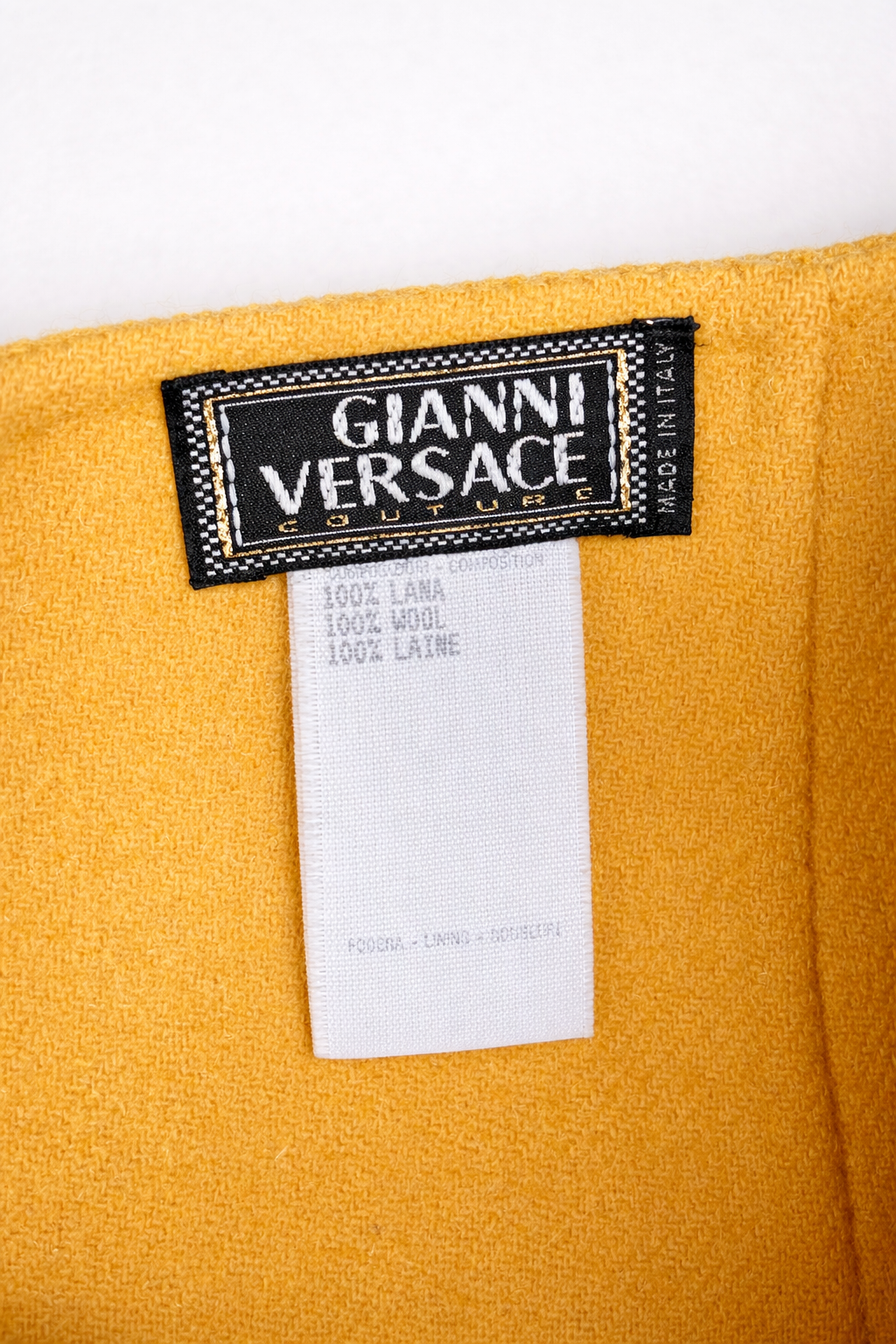 Gianni Versace Couture  Jupe crayon en laine jaune moutarde vintage authentique