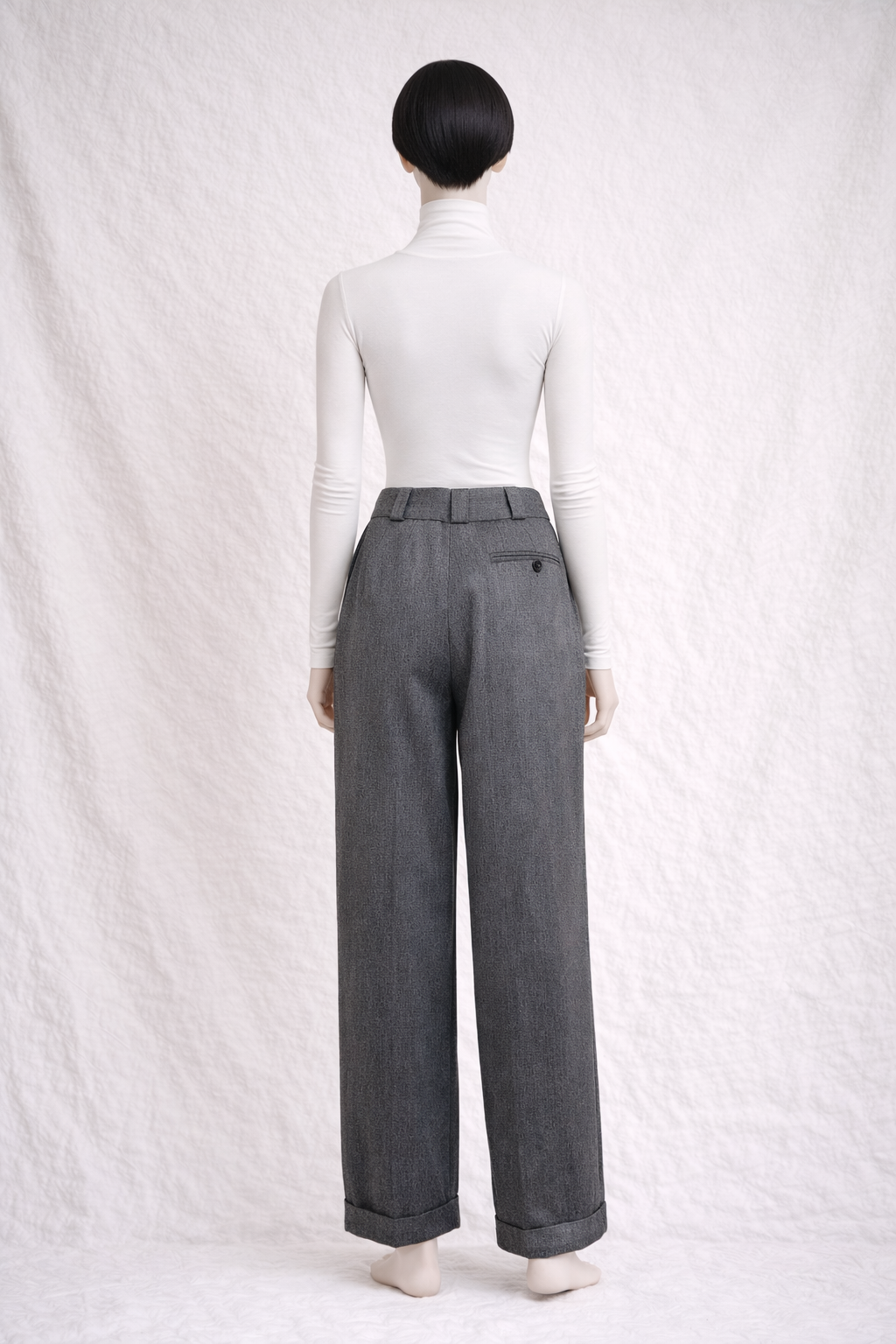 Pantalon coupe large Emmanuelle Khanh en laine gris vintage