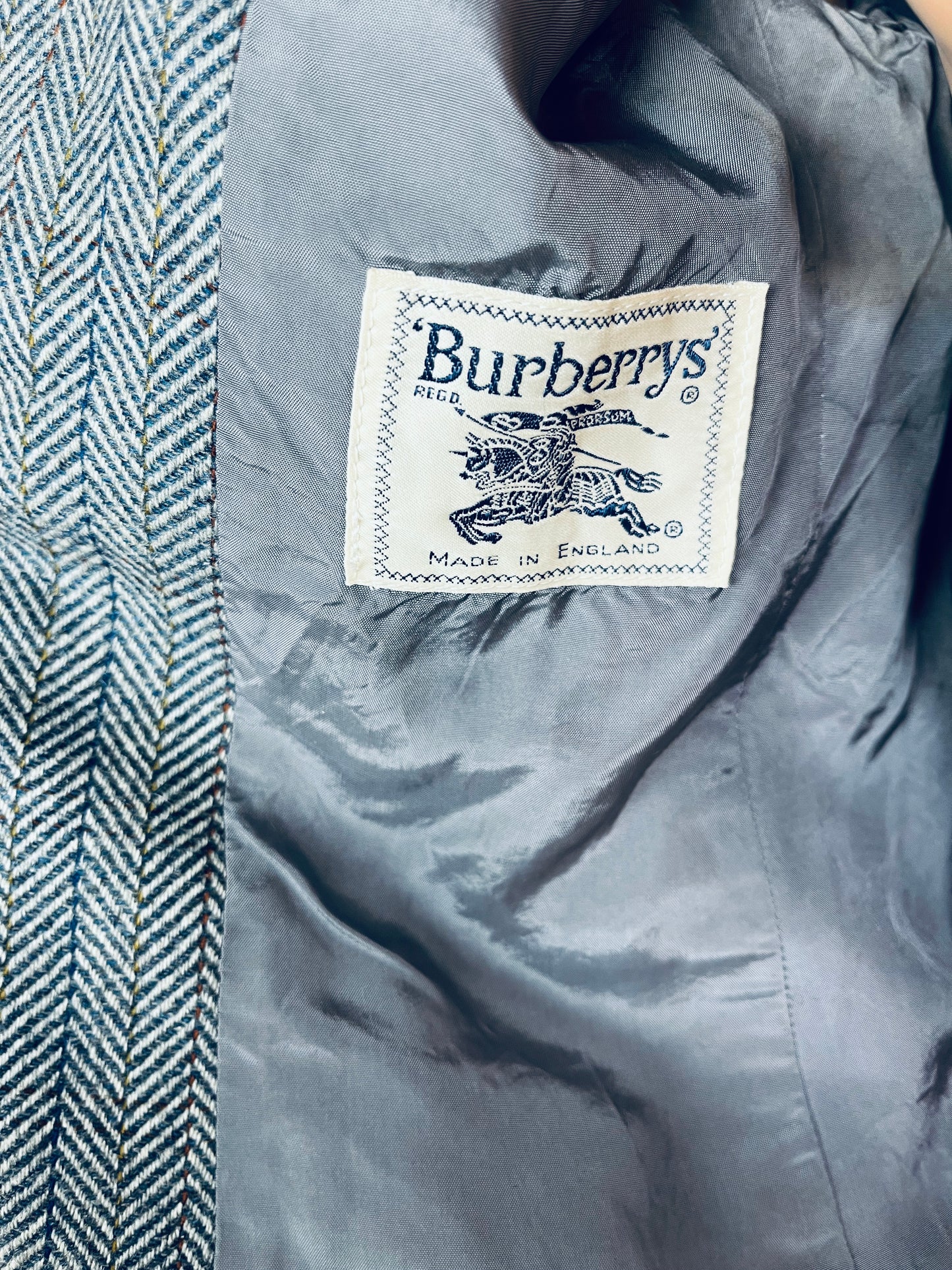 Blazer Burberrys authentique en pure laine à motif chevron gris