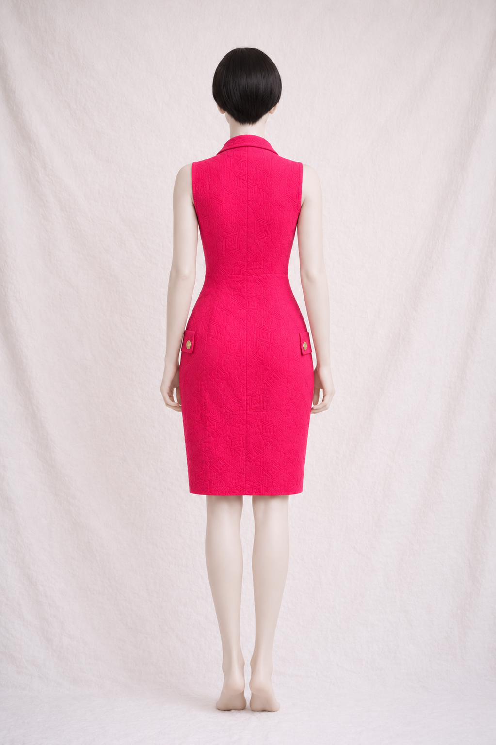 Robe d'été en jacquard fuchsia Pierre Balmain Paris vintage authentique