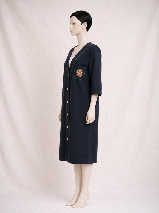 Black denim dress CELINE JEANS Paris authentic vintage