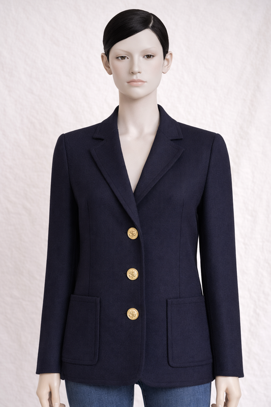 Blazer Burberry authentique en laine épaisse bleu marine