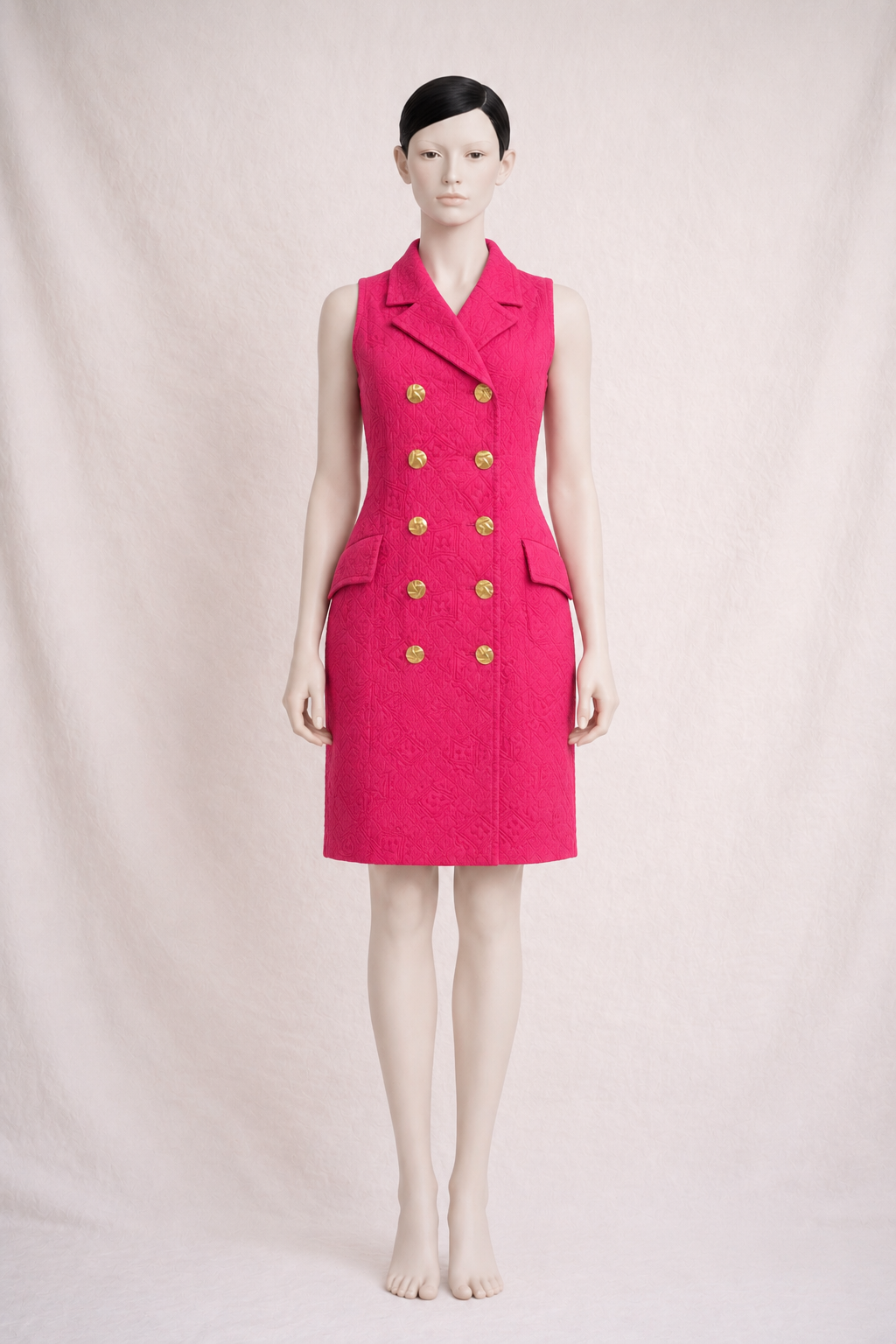 Robe d'été en jacquard fuchsia Pierre Balmain Paris vintage authentique