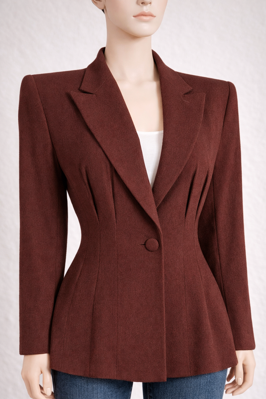 Blazer en laine marron Emmanuelle Khanh Paris authentique vintage circa 80