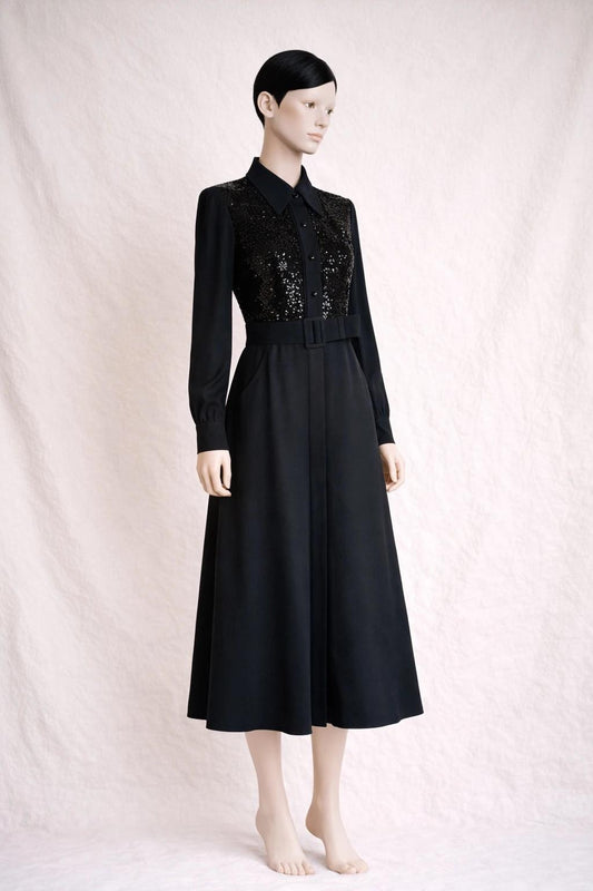 Authentic black sequin dress Nina Ricci Mademoiselle Ricci vintage