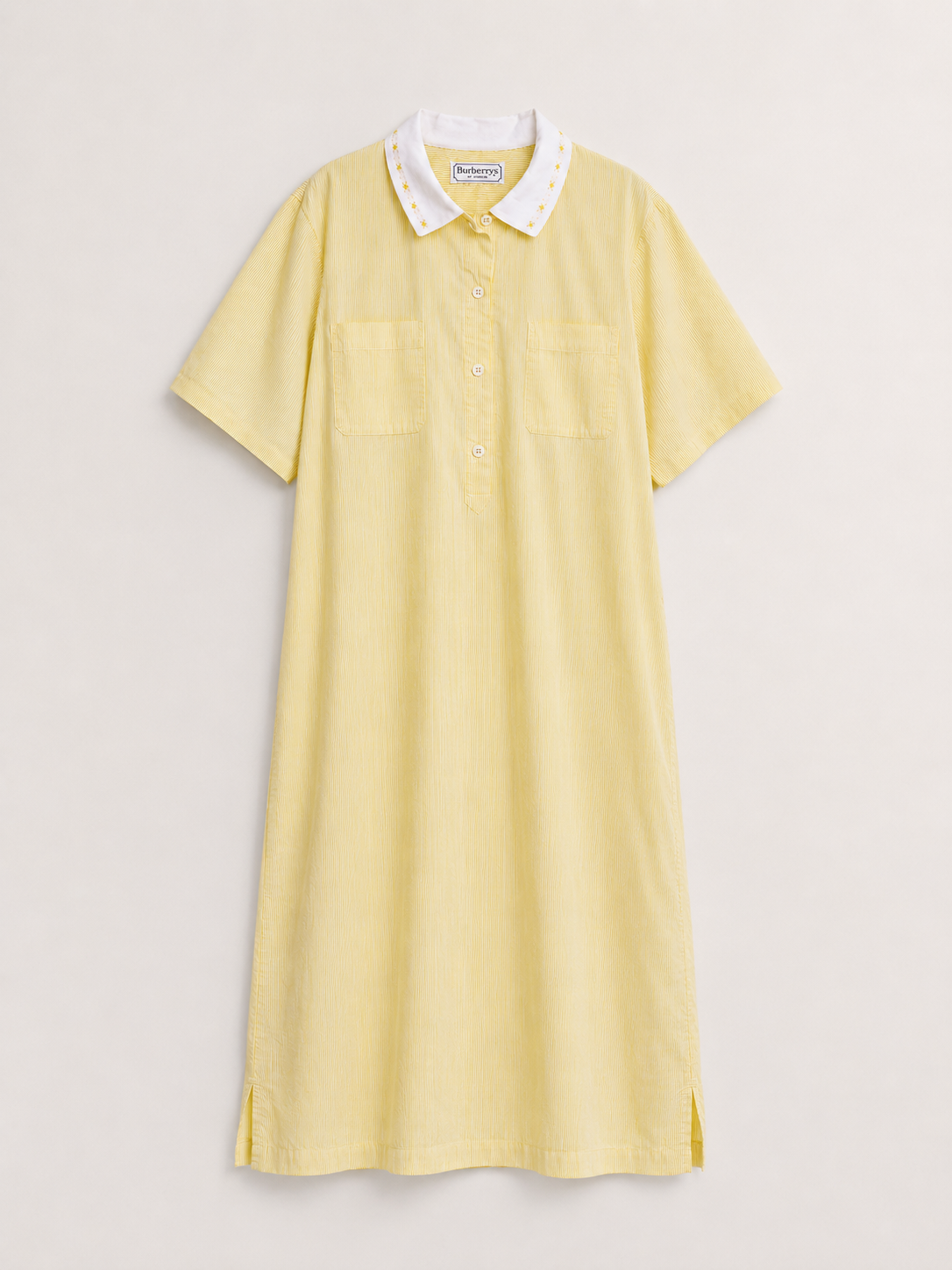 Robe chemise en coton jaune léger Burberry vintage authentique