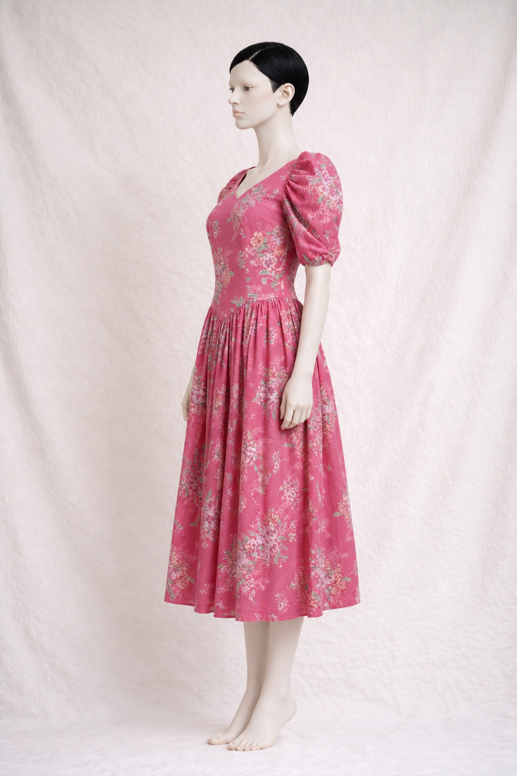 Robe longue romantique Laura Ashley en coton fleuri vintage à nœud dos
