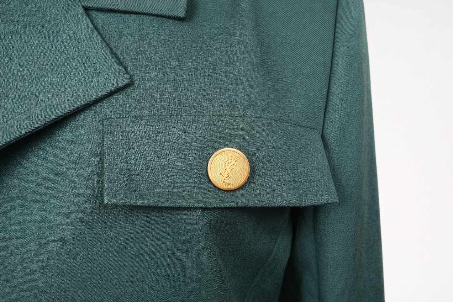Blazer authentique Yves Saint Laurent en coton vert vintage circa  1990