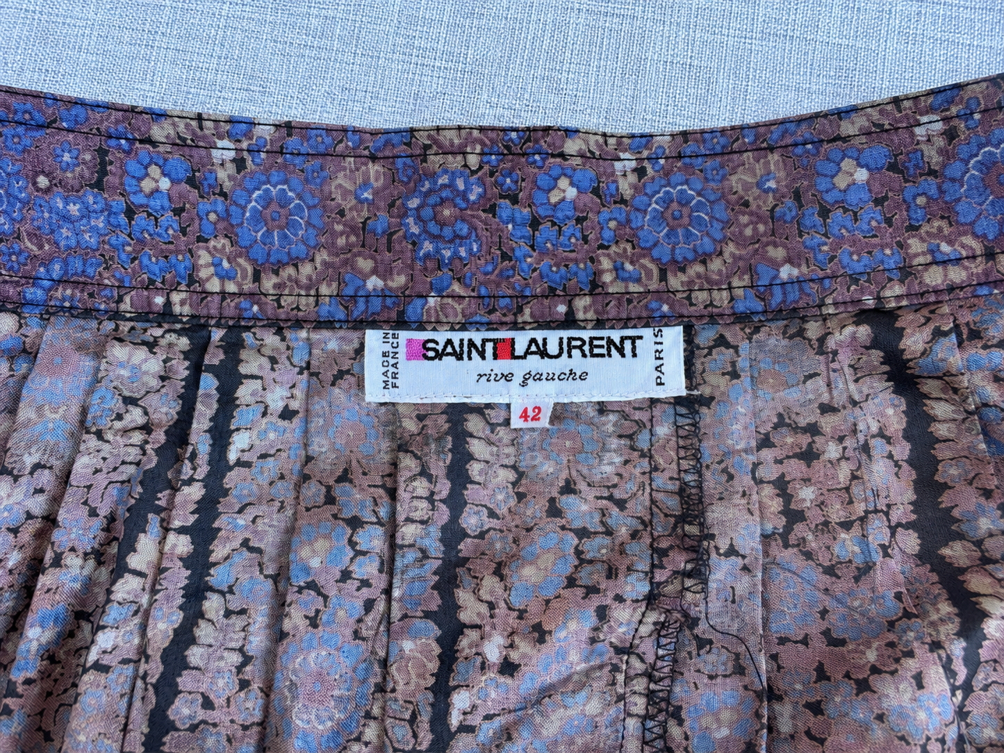 Jupe longue fleurie lila Saint Laurent vintage authentique