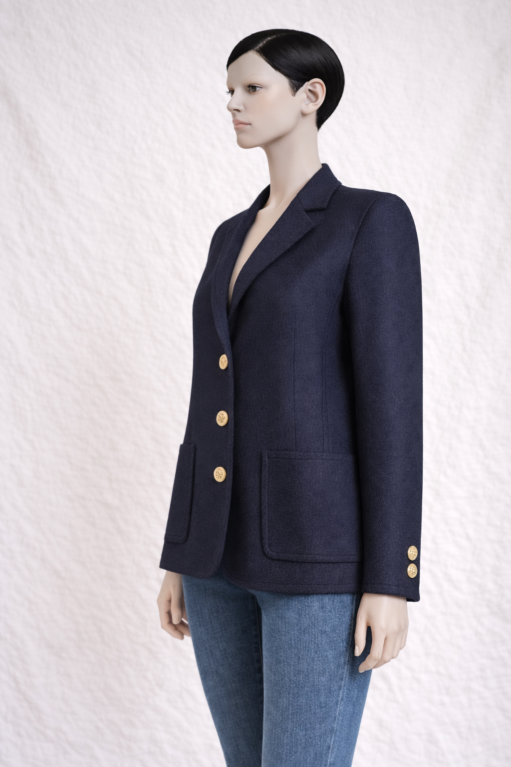Blazer Burberry authentique en laine épaisse bleu marine