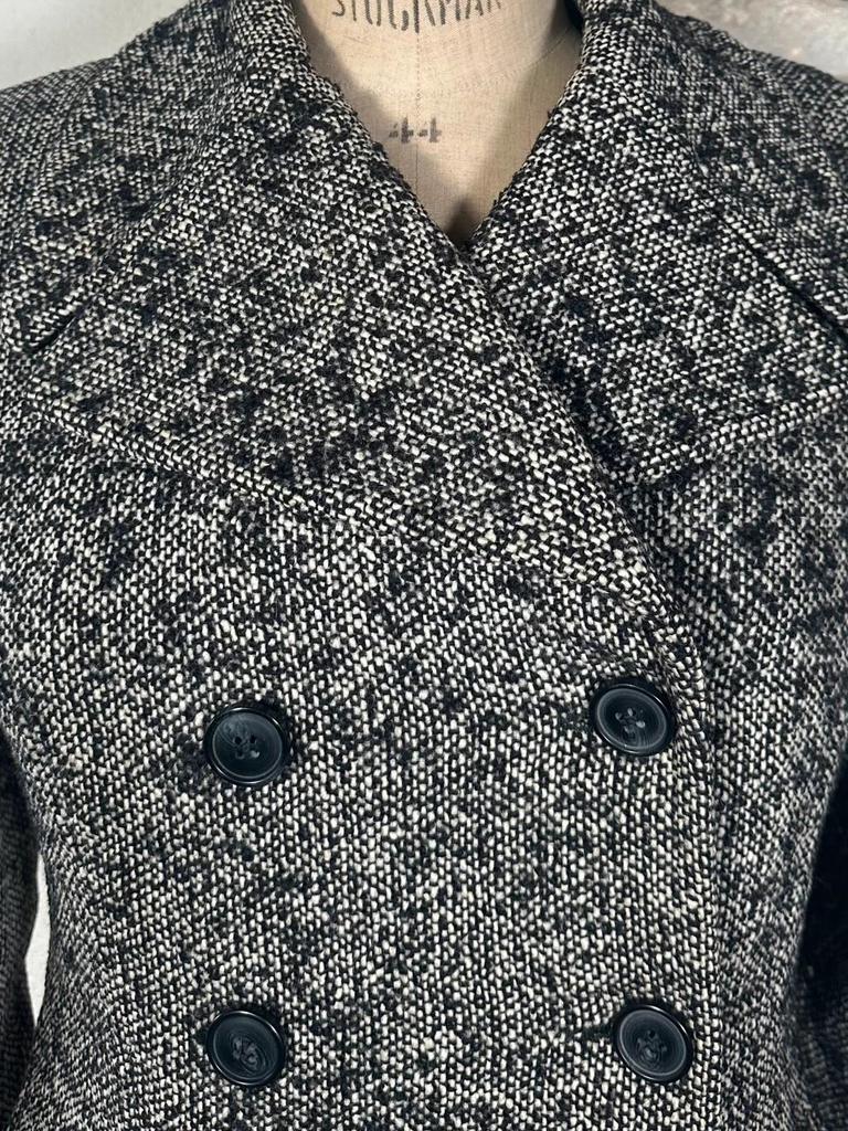 Manteau authentique Dolce & Gabbana en tweed noir et blanc vintage