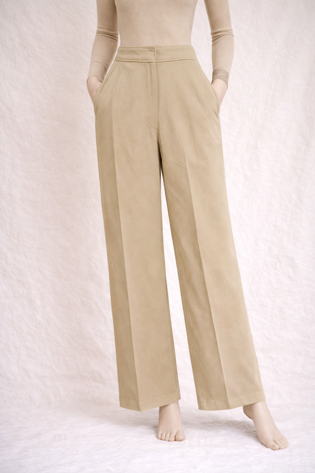 Pantalon large authentique Dries Van Noten en viscose beige