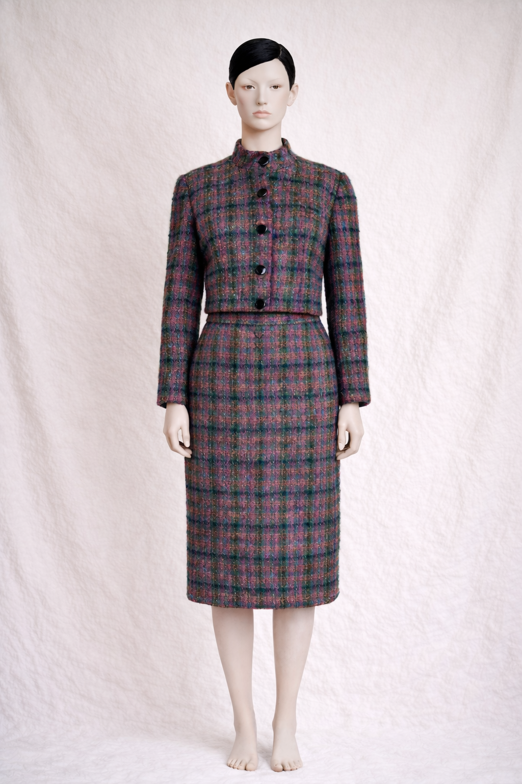 Ensemble tailleur jupe authentique Pierre Cardin en laine tweed vintage