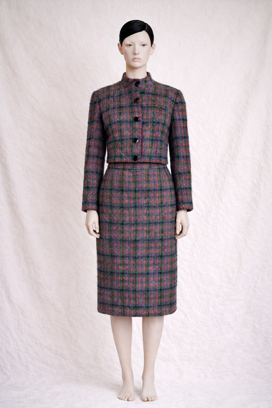 Ensemble tailleur jupe authentique Pierre Cardin en laine tweed vintage