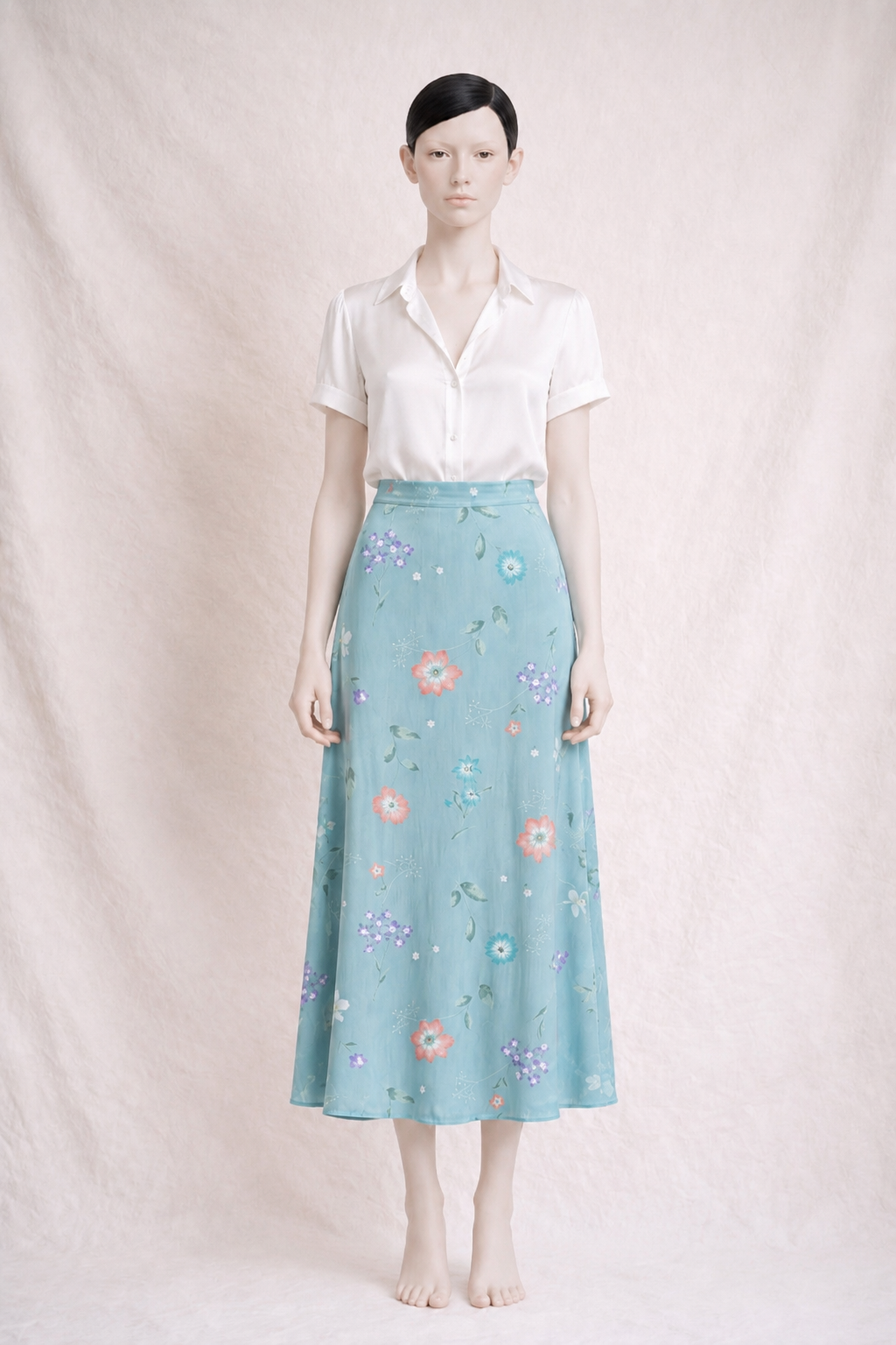 Jupe longue azurée Laura Ashley vintage