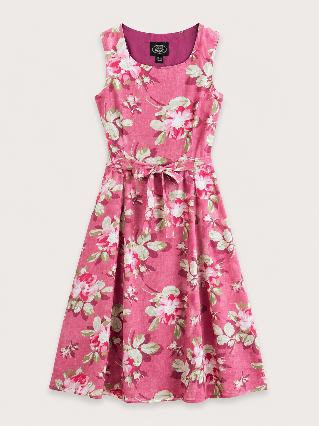 Robe d'été Laura Ashley vintage à imprimé floral romantique rose framboise