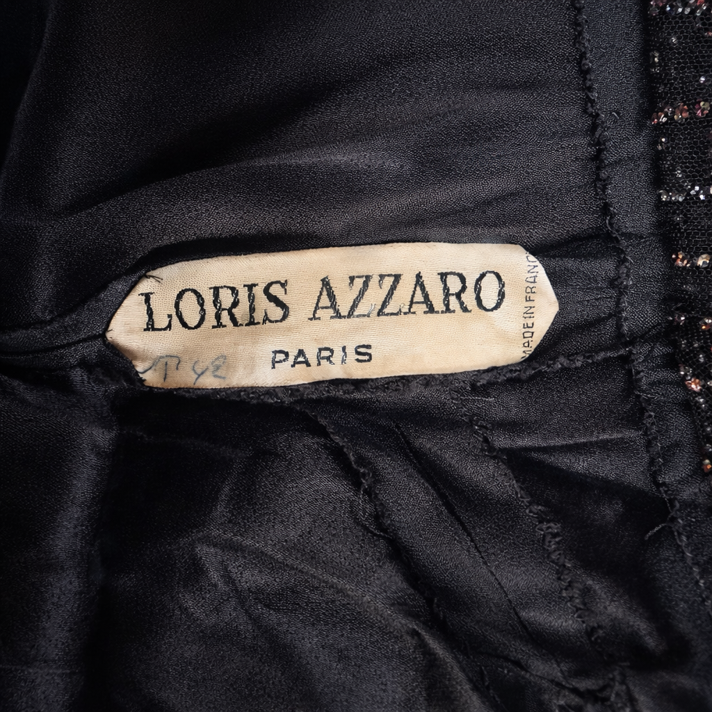 Robe de soirée en mousseline noire longue Loris Azzaro vintage