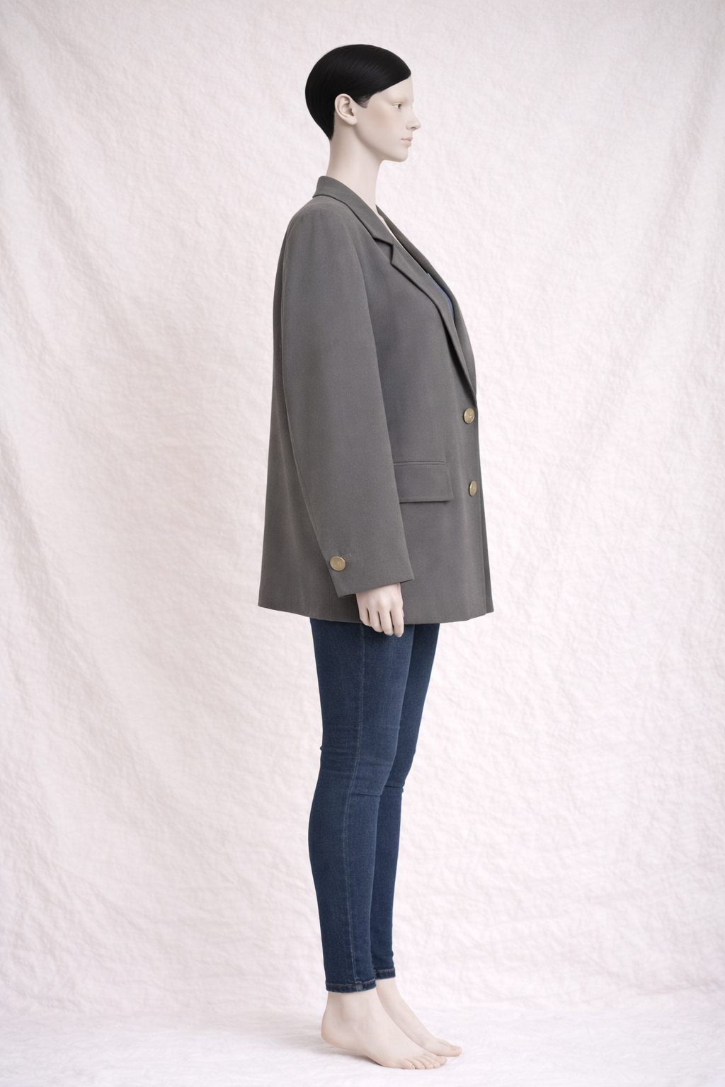 Blazer authentique Yves Saint Laurent Variation en laine vierge kaki brun plus size