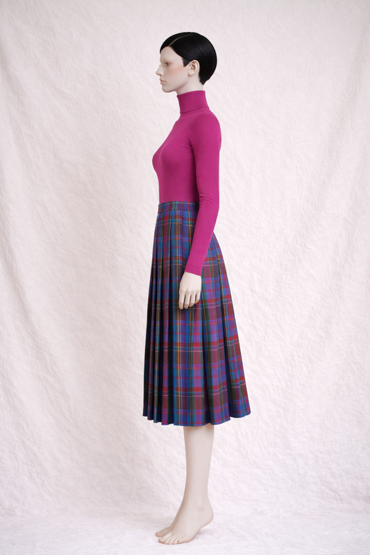 Pleated checked skirt Guy Laroche Paris in vintage blended wool