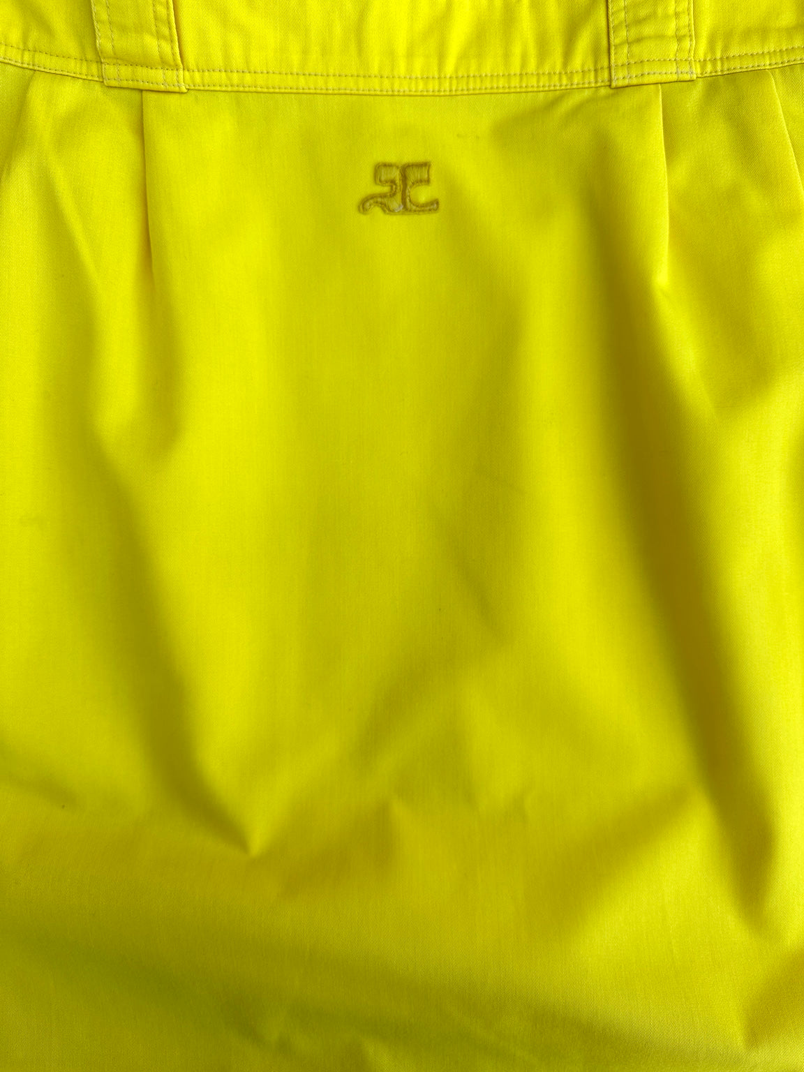 Authentique jupe Courrèges Paris vintage en coton jaune citron
