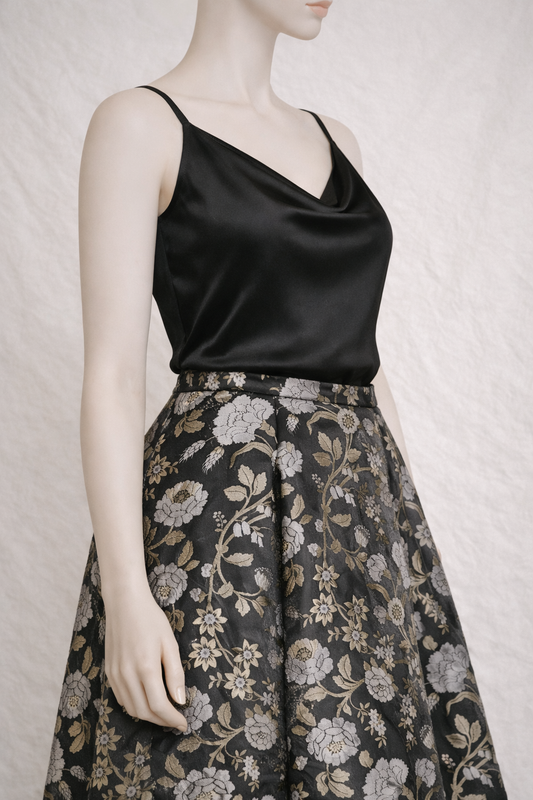 Jupe longue vintage en jacquard floral Kenzo Paris vintage