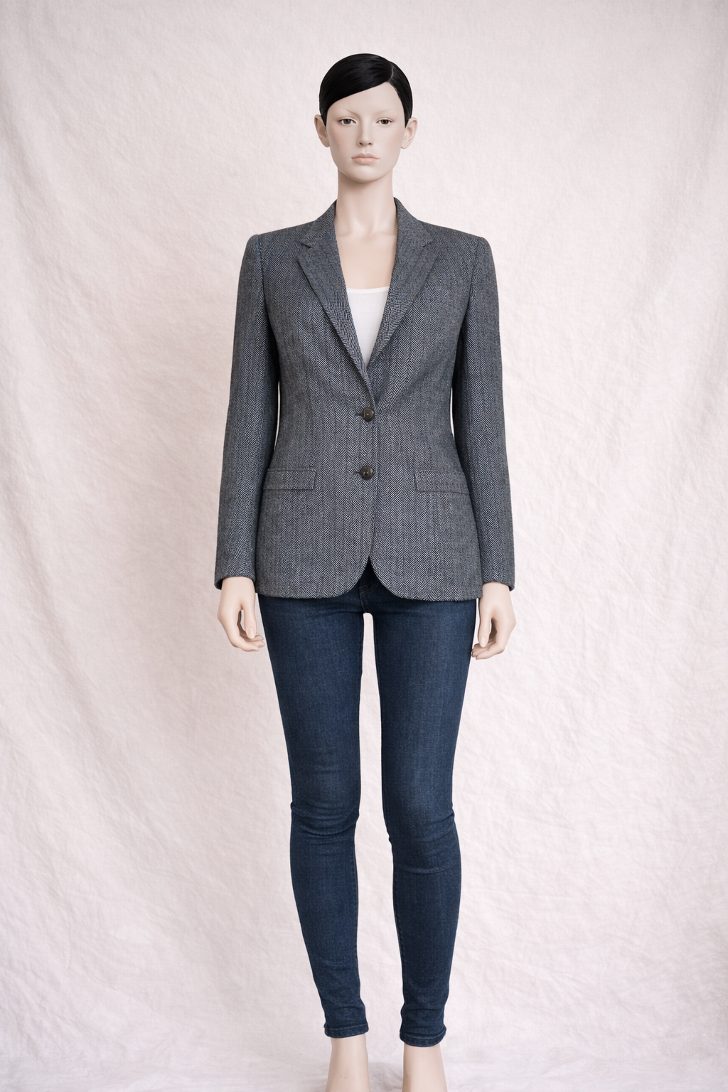 Blazer Burberrys authentique en pure laine à motif chevron gris