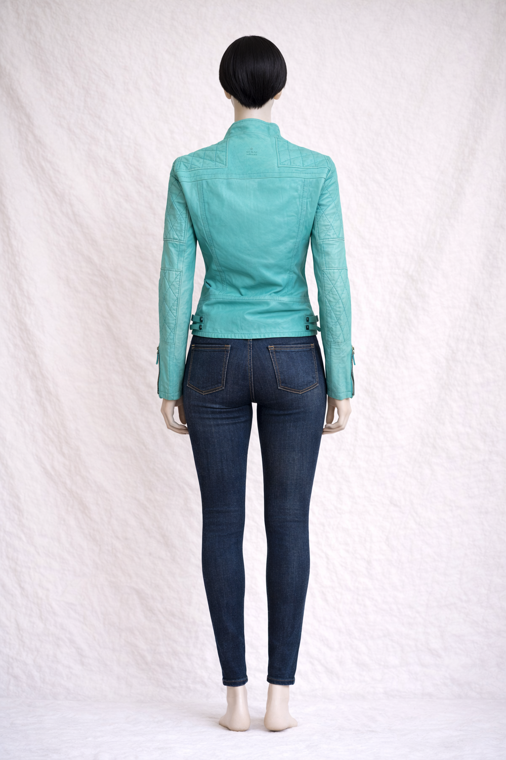 Perfecto veste biker authentique Gucci en cuir  turquoise